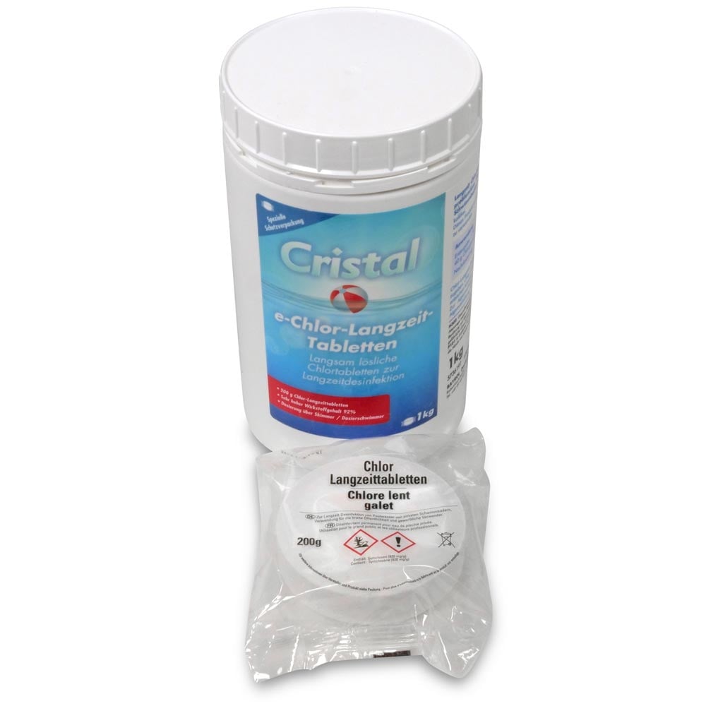 CRISTAL e-Chlor-Langzeit-Tabletten (200g) 1,0 kg + Dosierschwimmer