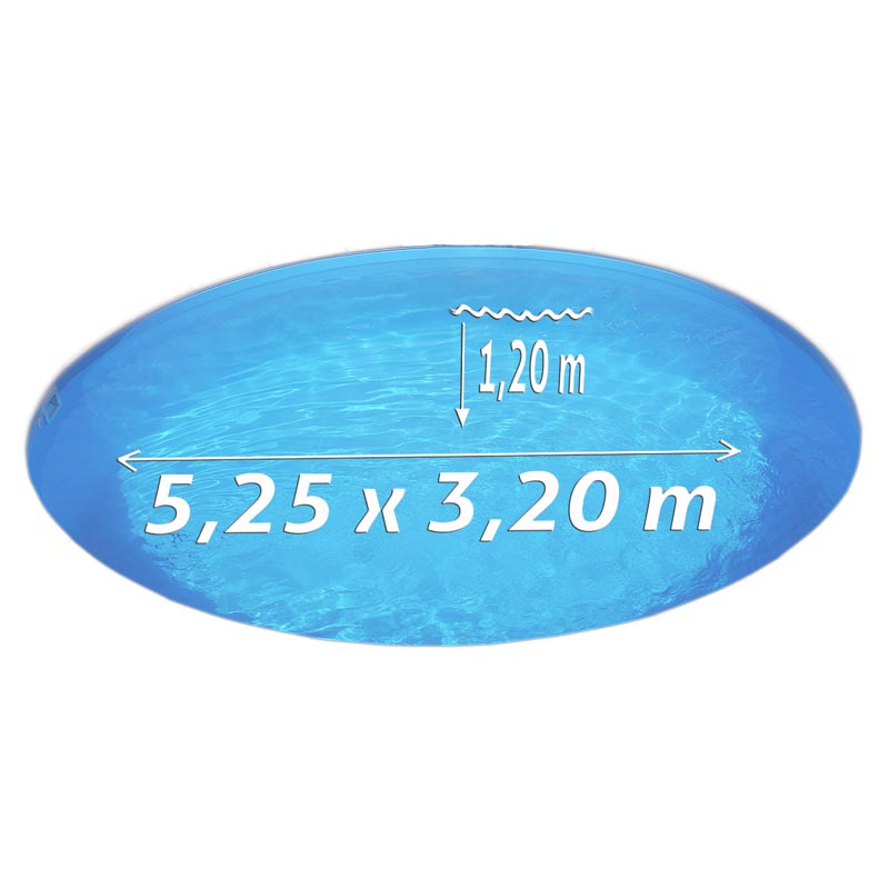 Ovalbecken 3,20 x 5,25 x 1,20 m blau, Folie 0,8 mm Funktions-HL