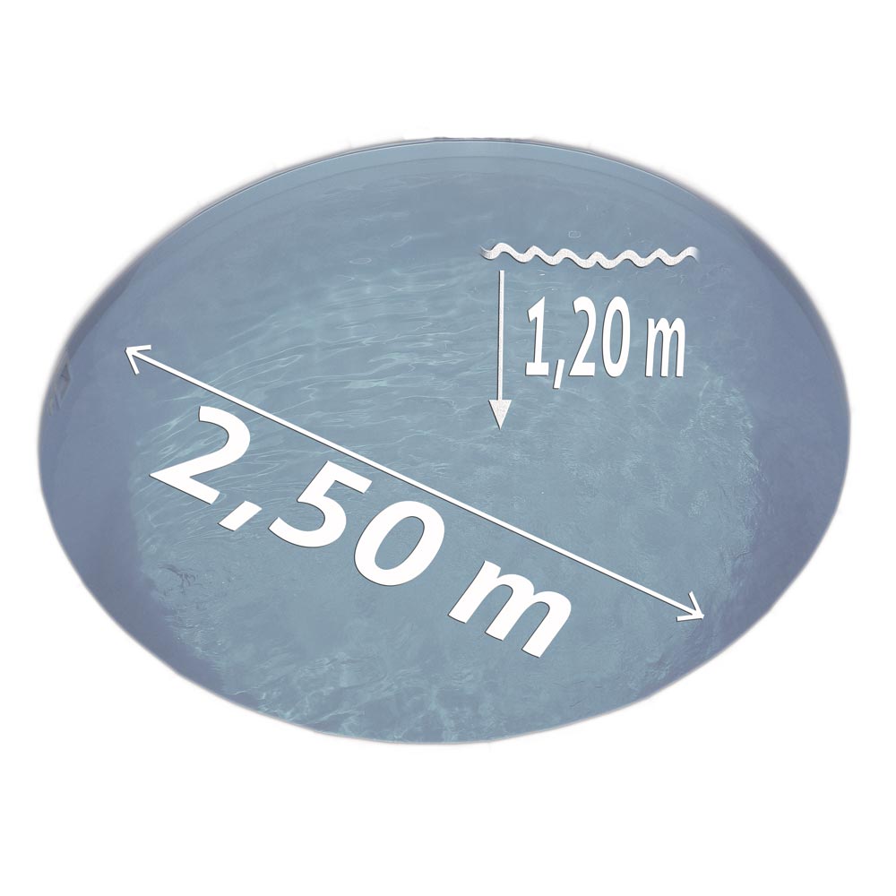 Pool Ø 2,50 x 1,20 m Folie grau 0,8mm EB, Stahl 0,6mm