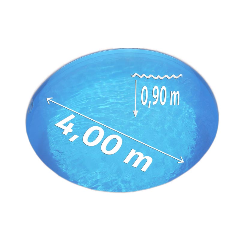 Aufstellbecken Ø 4,00 x 0,90 m Folie blau 0,6mm EB, Stahl 0,4mm