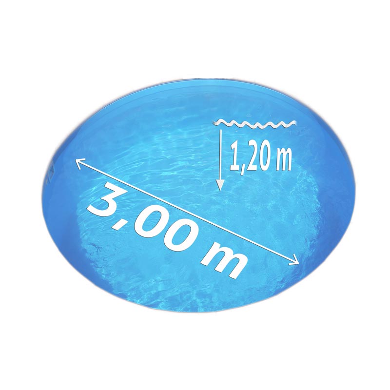 Pool Ø 3,00 x 1,20 m Folie blau 0,8mm EB, Stahl 0,6mm