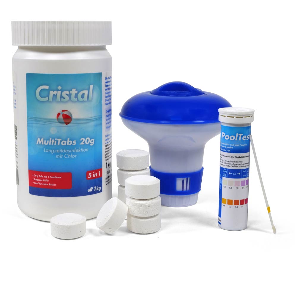 CRISTAL SET MultiTabs Chlor 5 in 1 (20g), Chlordosierer + Teststreifen