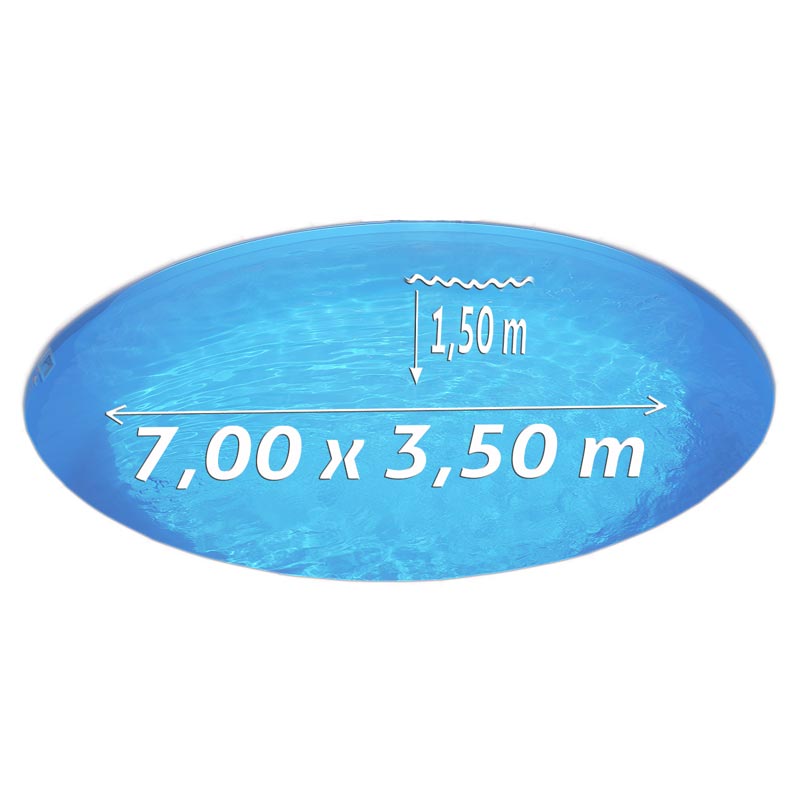 Ovalbecken 3,50 x 7,00 x 1,50 m blau, Folie 0,8 mm Funktions-HL