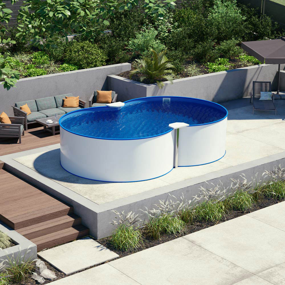 Achtform Pool 3,20 x 5,25 x 1,35 m, Folie 0,8 mm blau + Funktions-Handlauf