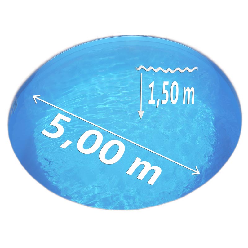 Pool Ø 5,00 x 1,50 m Folie blau 0,8mm EB Handlauf STYLE