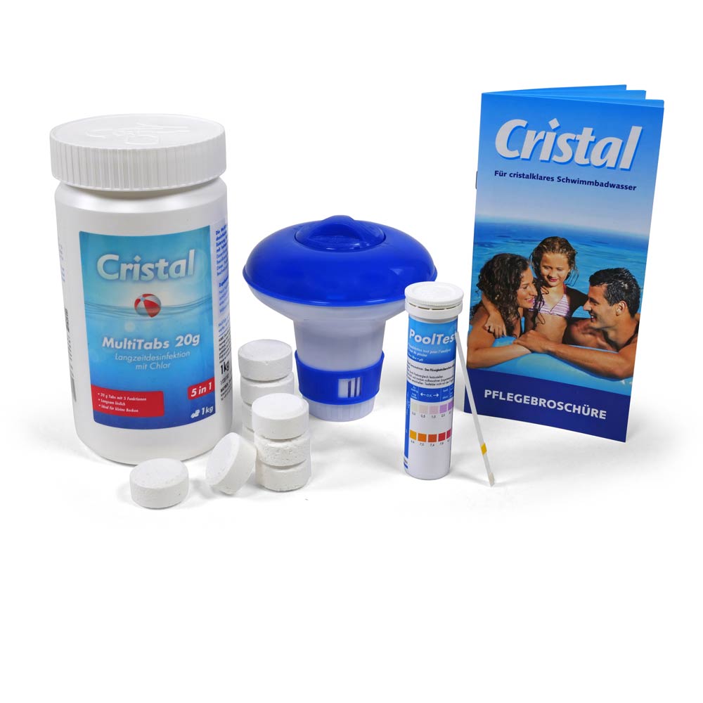 CRISTAL SET MultiTabs Chlor 5 in 1 (20g), Chlordosierer + Teststreifen