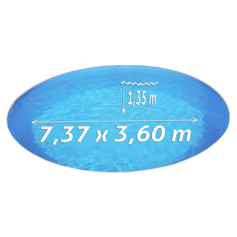 Ovalbecken 3,60 x 7,37 x 1,35 m blau, Folie 0,8 mm Funktions-HL