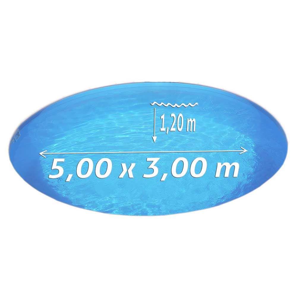 Ovalbecken 3,00 x 5,00 x 1,20 m blau, Folie 0,8 mm Funktions-HL