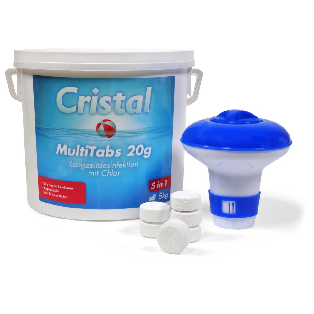 CRISTAL MultiTabs Chlor 5 in 1 (20g) 5,0 kg + Chlordosierer