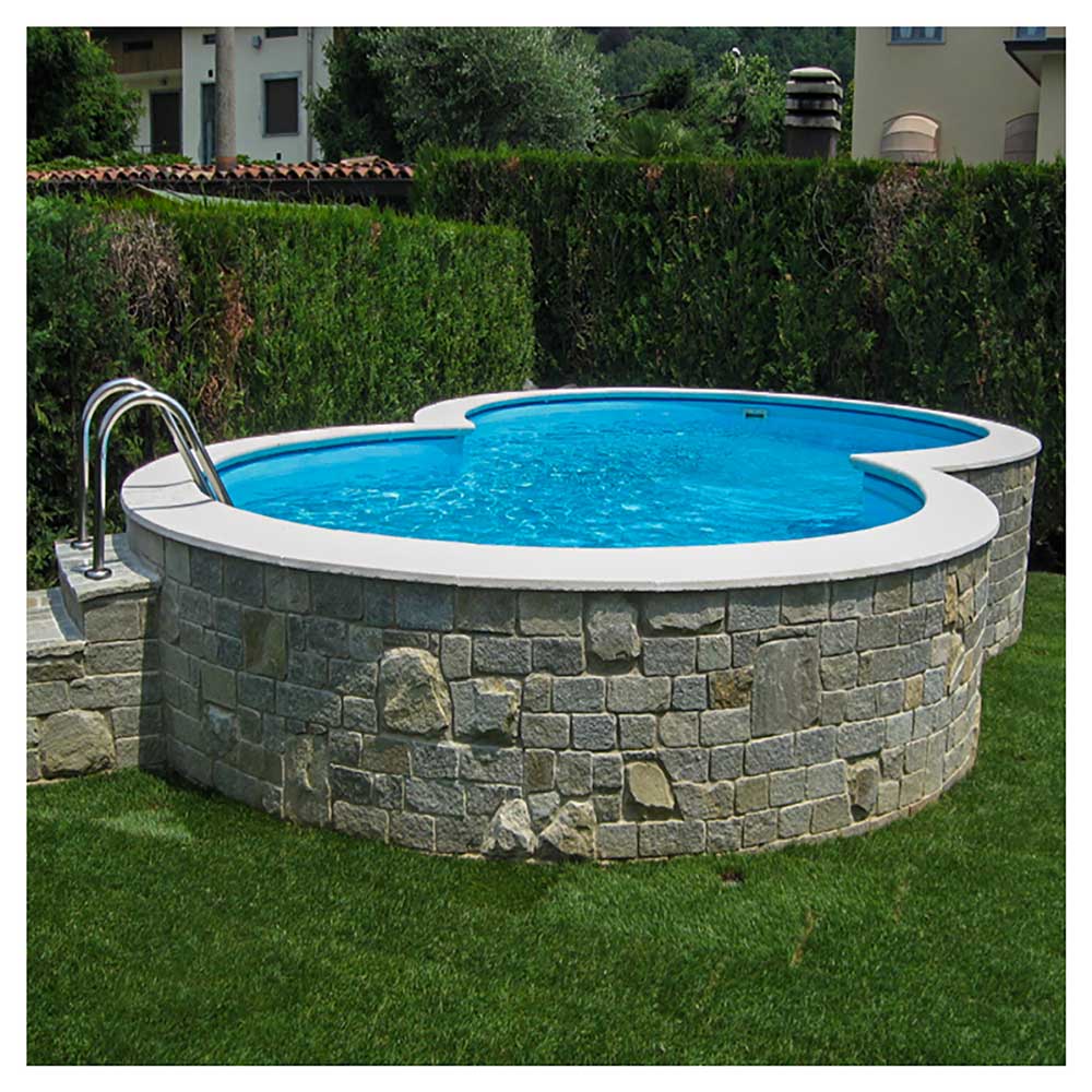 Beckenrandsteine ONDA natura mit Schwallkante 8-Form-Pool 5,40 x 3,50 m Terracotta