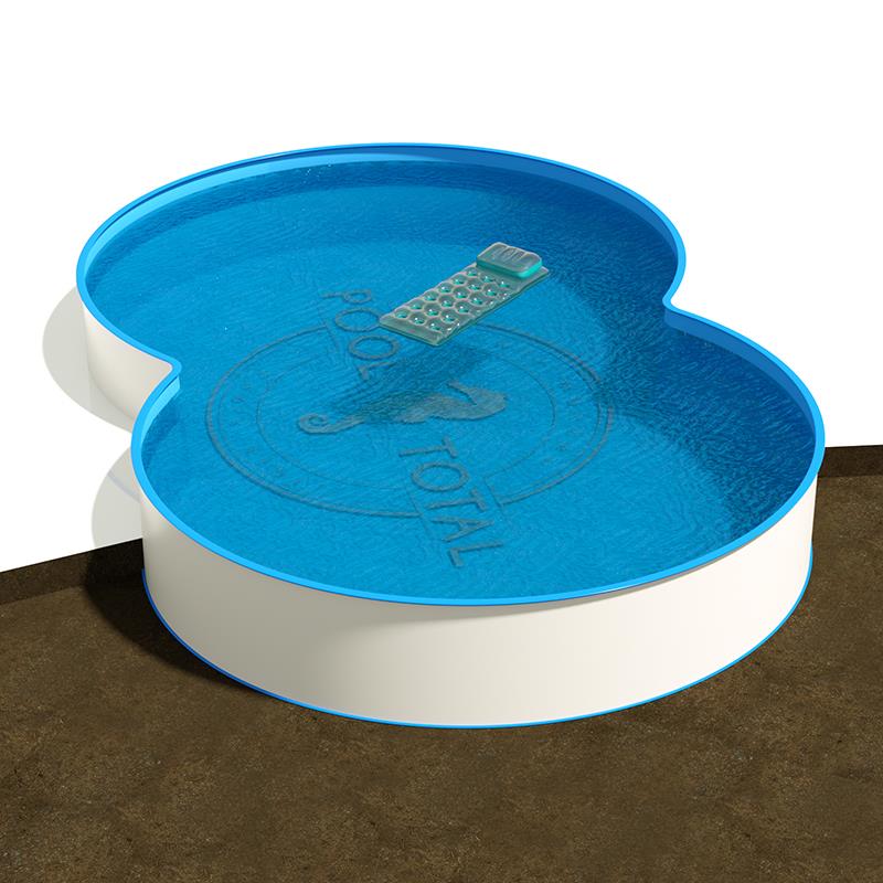 Achtform Pool 3,60 x 6,25 x 1,35 m, Folie 0,8 mm blau + Funktions-Handlauf