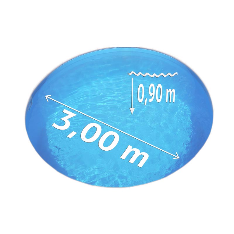 Aufstellbecken Ø 3,00 x 0,90 m Folie blau 0,6mm EB, Stahl 0,4mm
