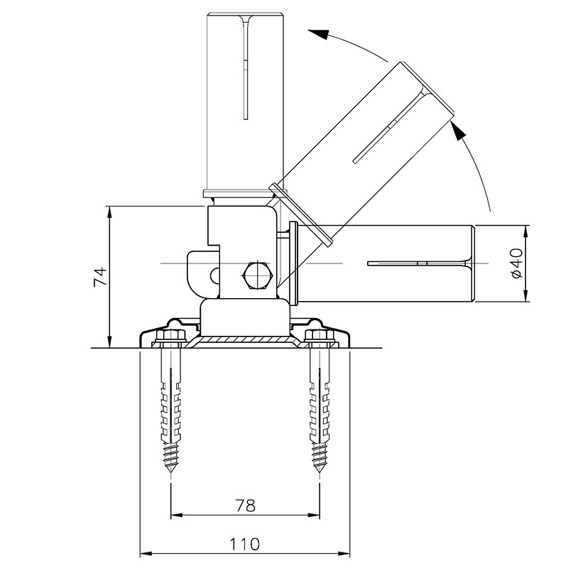 Leiterkippgelenk V2A für Leiter Ø 43mm (2 Stk)