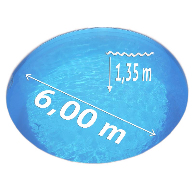 Pool Ø 6,00 x 1,35 m Folie blau 0,8mm EB Handlauf STYLE