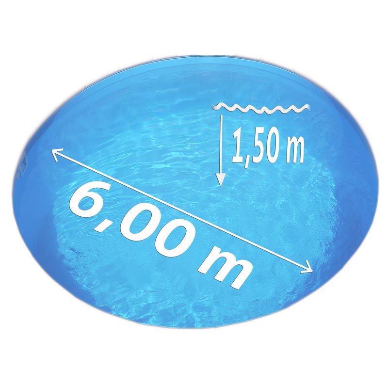 Pool Ø 6,00 x 1,50 m Folie blau 0,8mm EB Handlauf STYLE