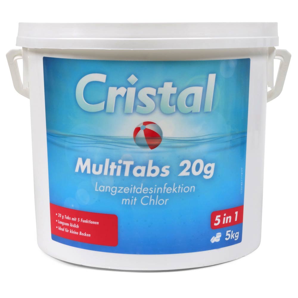 CRISTAL MultiTabs Chlor 5 in 1 (20g) 5,0 kg, Chlordosierer + Wassertestgerät