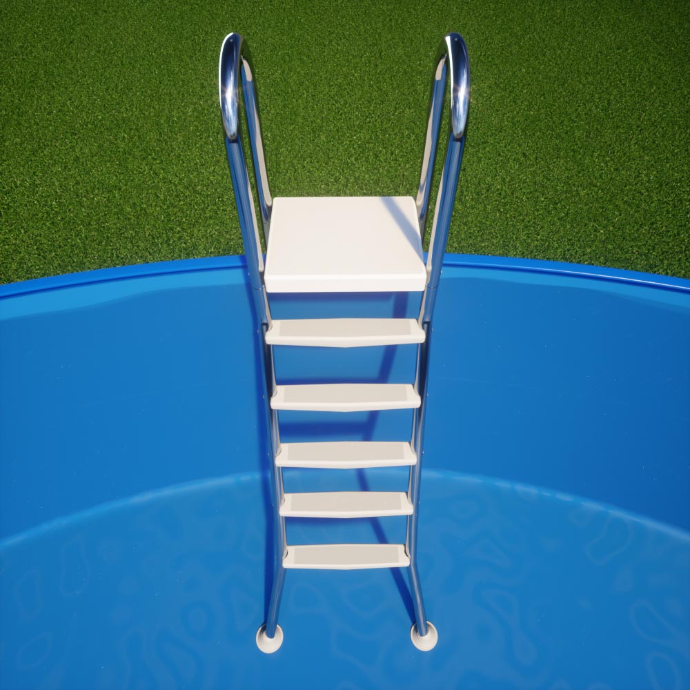 Poolleiter Edelstahl 1,50 m, 1/5 Stufen für teilversenkte Becken