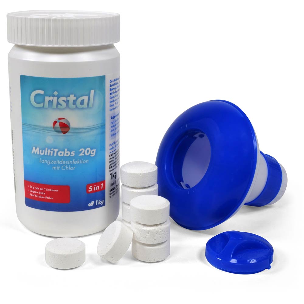 CRISTAL SET MultiTabs Chlor 5 in 1 (20g) + Chlordosierer