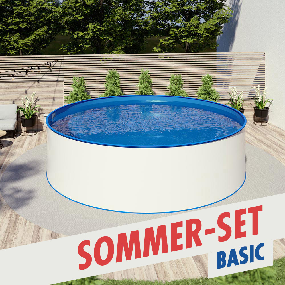 Sommerhit Rundbecken-SET Basic Ø 3,50 x 1,35 m, Folie blau 0,8 mm