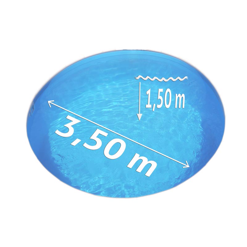 Rundbecken Ø 3,50 m, 1,50 m, Folie blau 0,8 mm