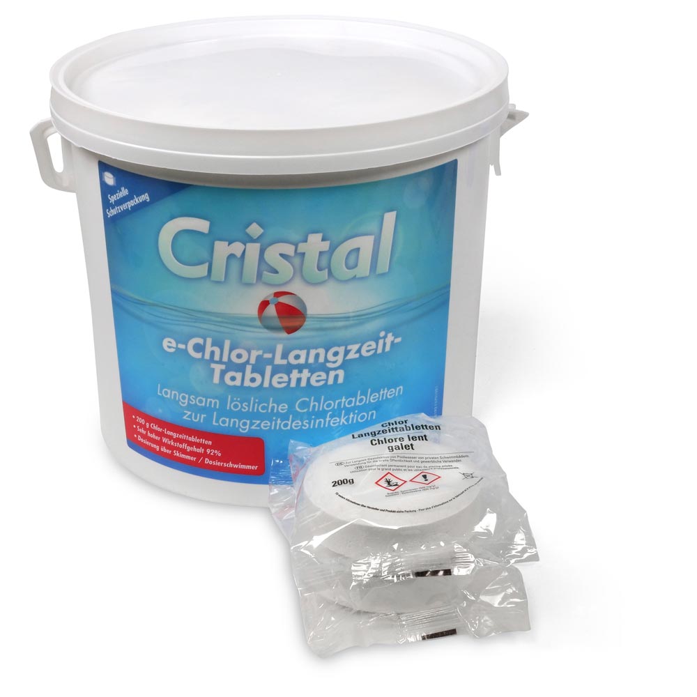 CRISTAL e-Chlor-Langzeit-Tabletten (200g) 5,0 kg + Dosierschwimmer