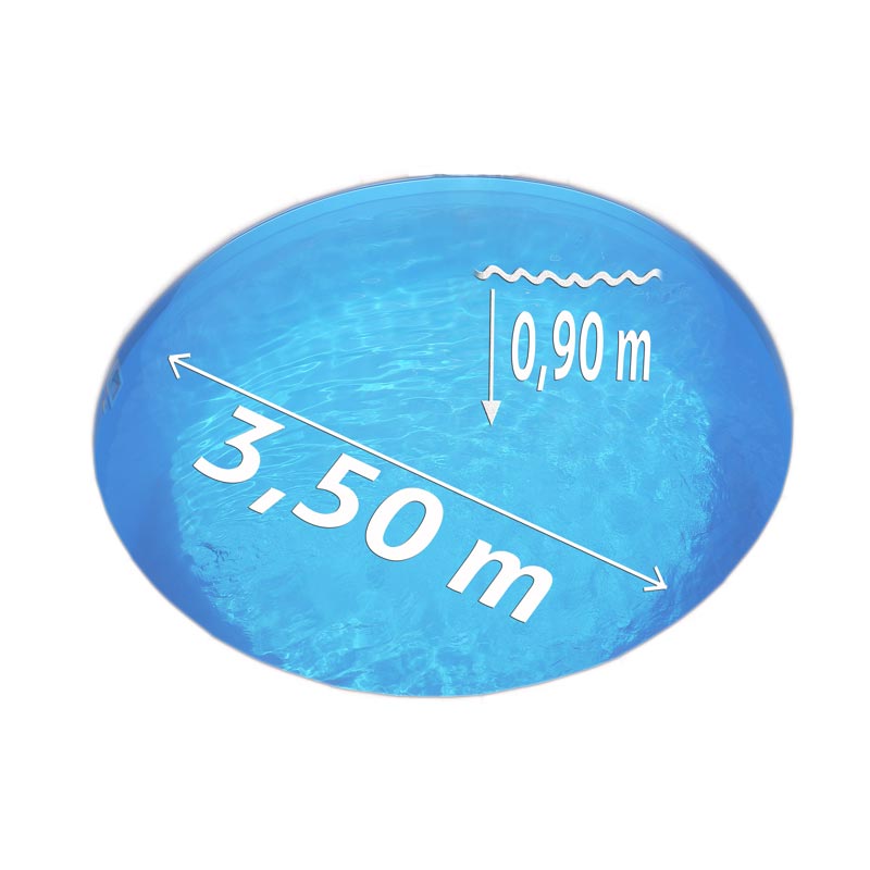 Aufstellbecken Ø 3,50 x 0,90 m Folie blau 0,6mm EB, Stahl 0,4mm