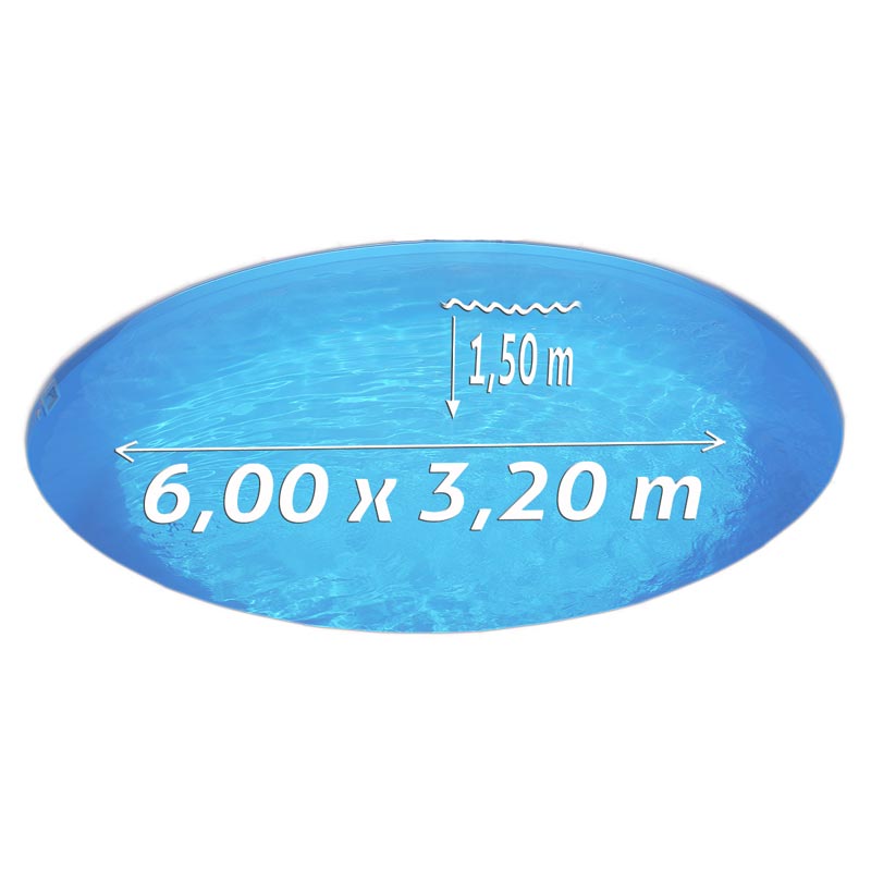Ovalbecken 3,20 x 6,00 x 1,50 m blau, Folie 0,8 mm Funktions-HL