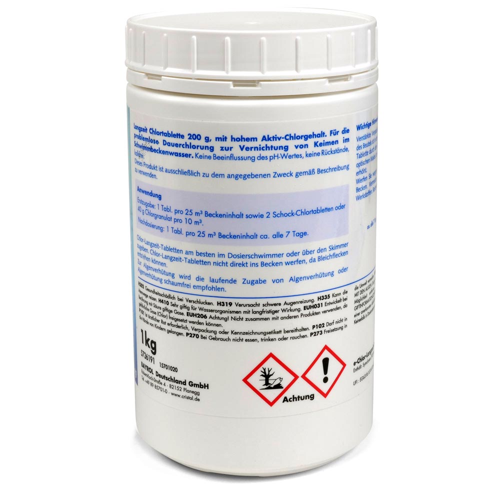 CRISTAL e-Chlor-Langzeit-Tabletten (200g) + Algenverhütung