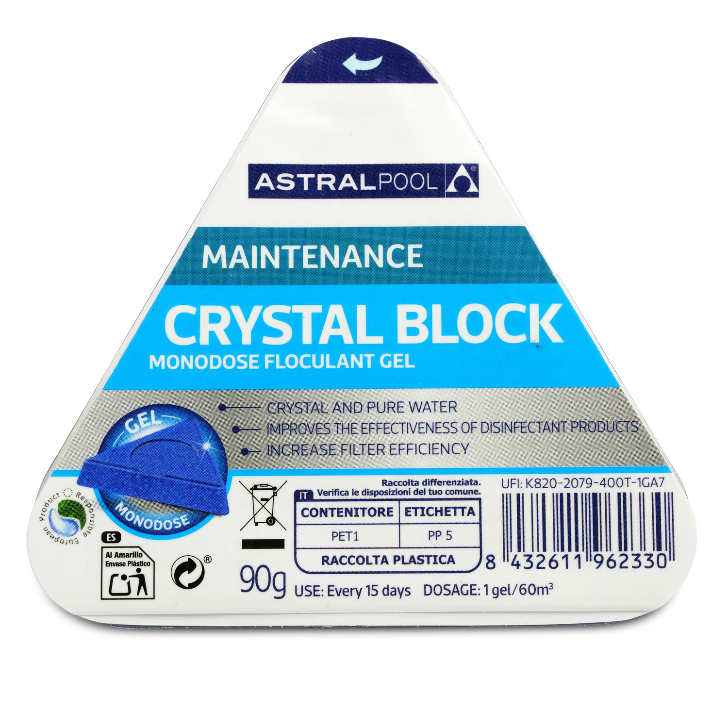 Astralpool Crystal Block Flockungsmittel (Gel) im handlichen Dosierblock