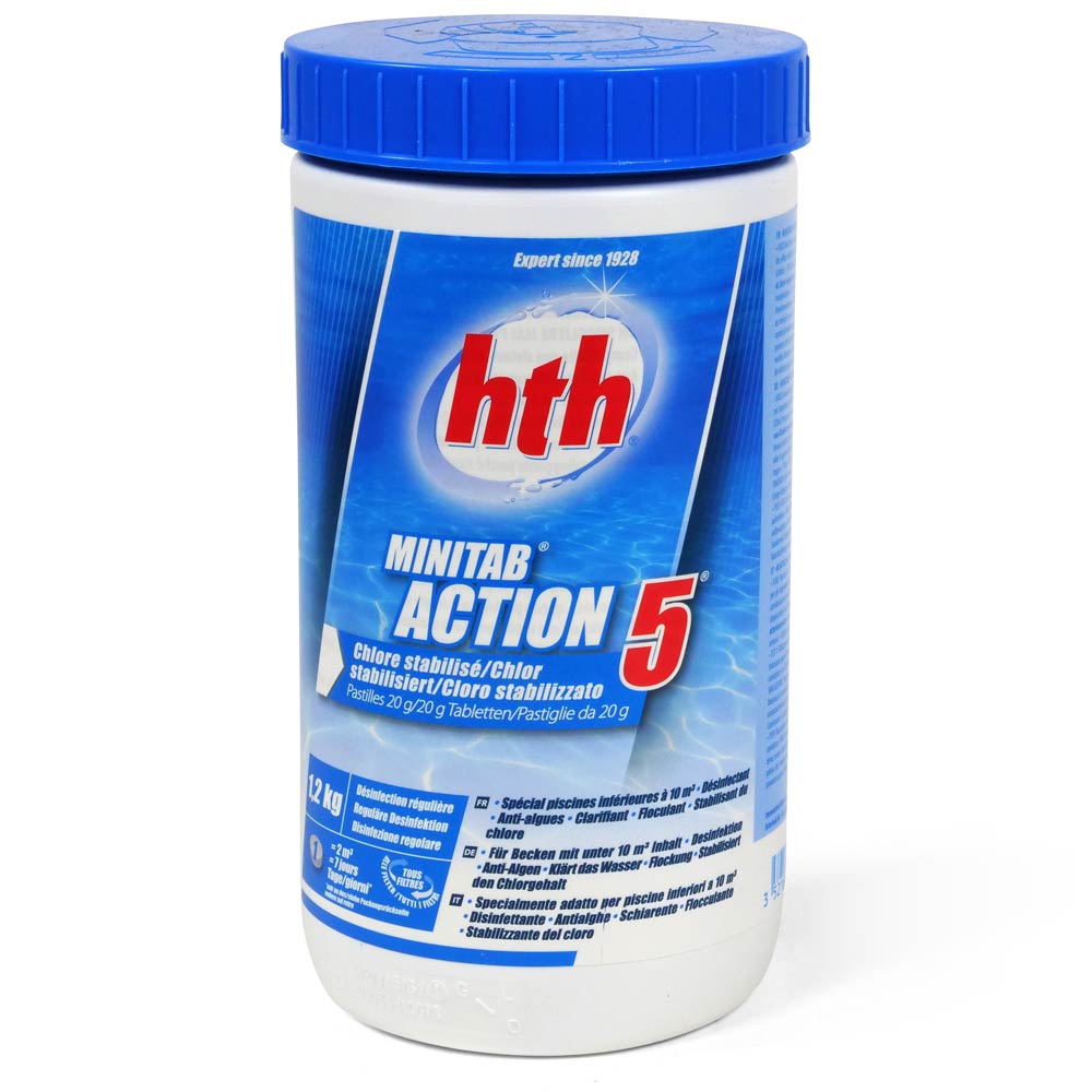SET> hth ACTION 5 20g MultiTabs, Chlordosierer + TestStrips