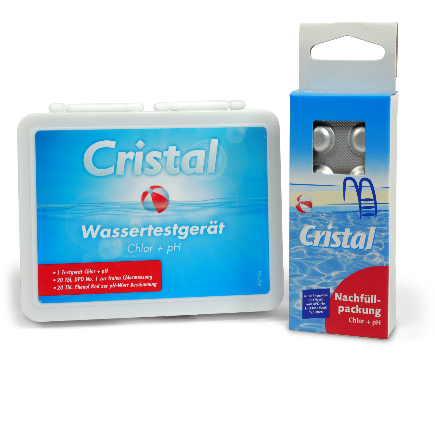 CRISTAL SET Wassertestgerät Chlor pH + Nachfüllpackung