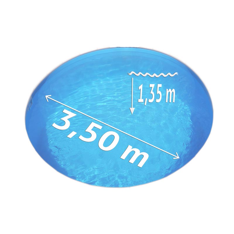 Rundbecken Ø 3,50 m, 1,35 m, Folie blau 0,8 mm
