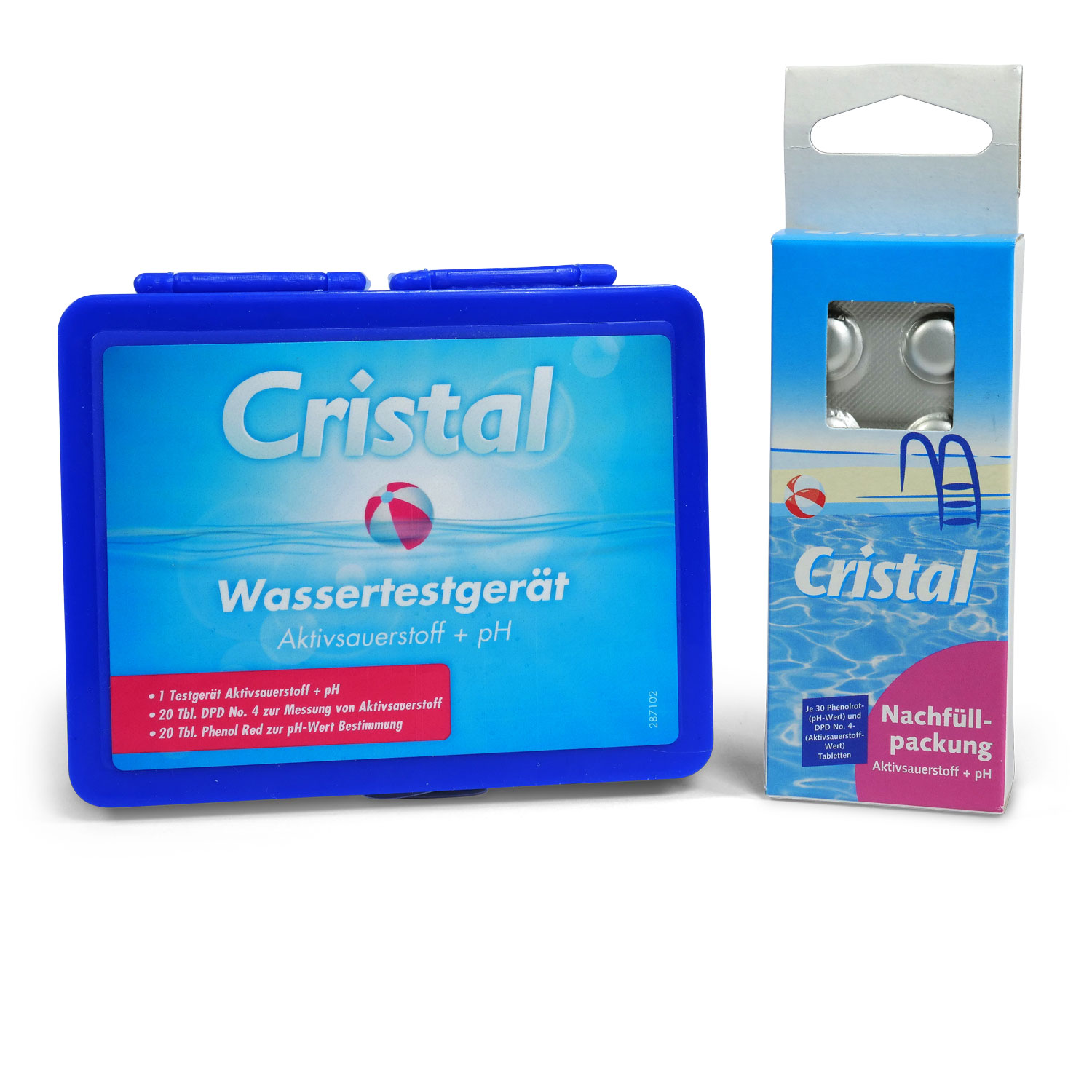 CRISTAL SET Wassertestgerät Sauerstoff pH + Nachfüllpackung