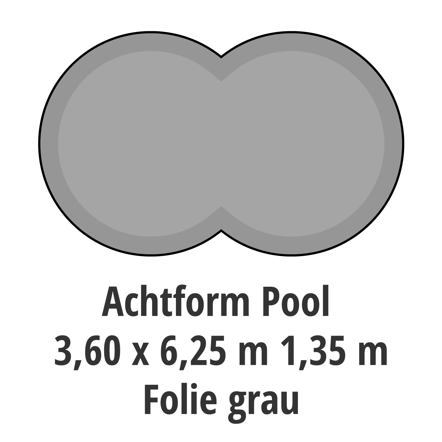 (B-Ware) Achtform Pool, Folie grau 3,60 x 6,25 m 1,35 m