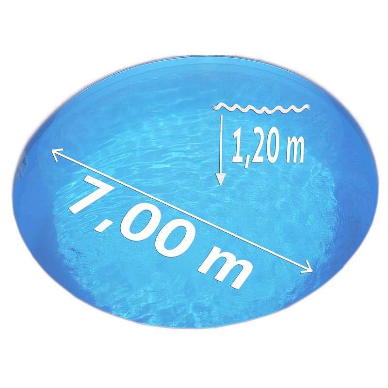 Pool Ø 7,00 x 1,20 m Folie blau 0,8mm EB Handlauf STYLE
