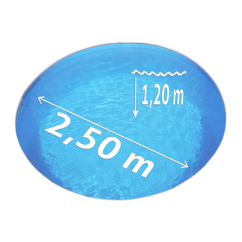 Pool-SET Ø 2,50 x 1,20 m Folie blau 0,8mm EB, Stahl 0,6mm