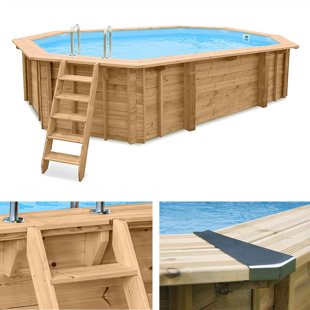 Schwimmbecken Holz mit Leiter