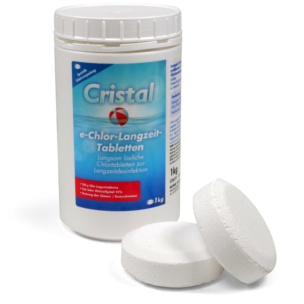 CRISTAL e-Chlor-Langzeit-Tabletten (200g) 1,0 kg + Dosierschwimmer